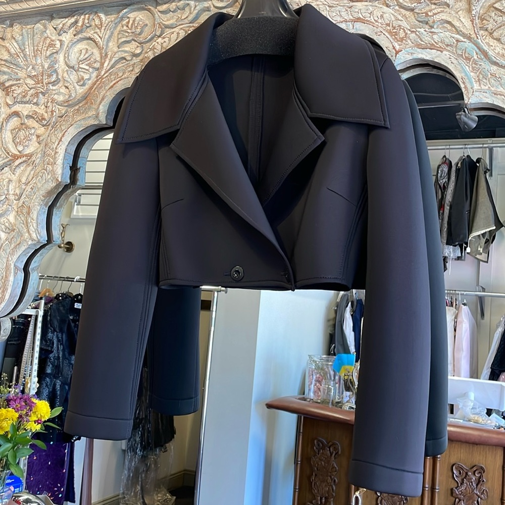 Cropped Black Double Breasted Jacket - image 1